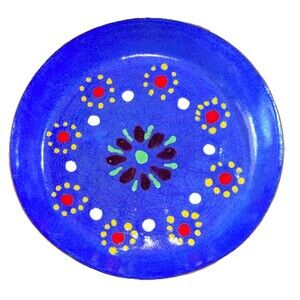 Greek Enamel over Copper Hand-painted Moissiadis Greece Blue Red Yellow Green